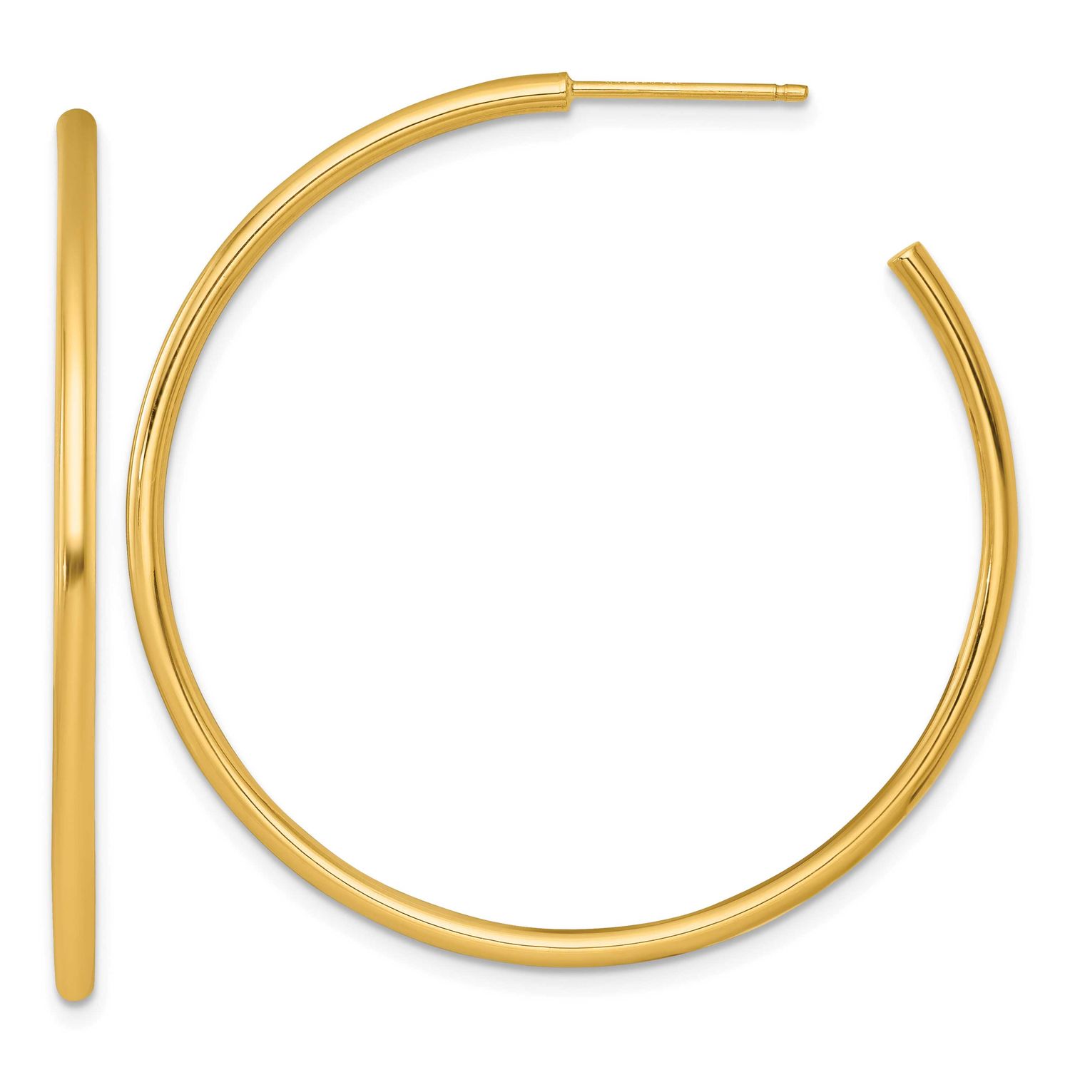 2.0 x 45mm Polished Post Hoop Earrings 14k Gold, MPN: TF2508, UPC: