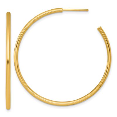 2.0 x 45mm Polished Post Hoop Earrings 14k Gold, MPN: TF2508, UPC: