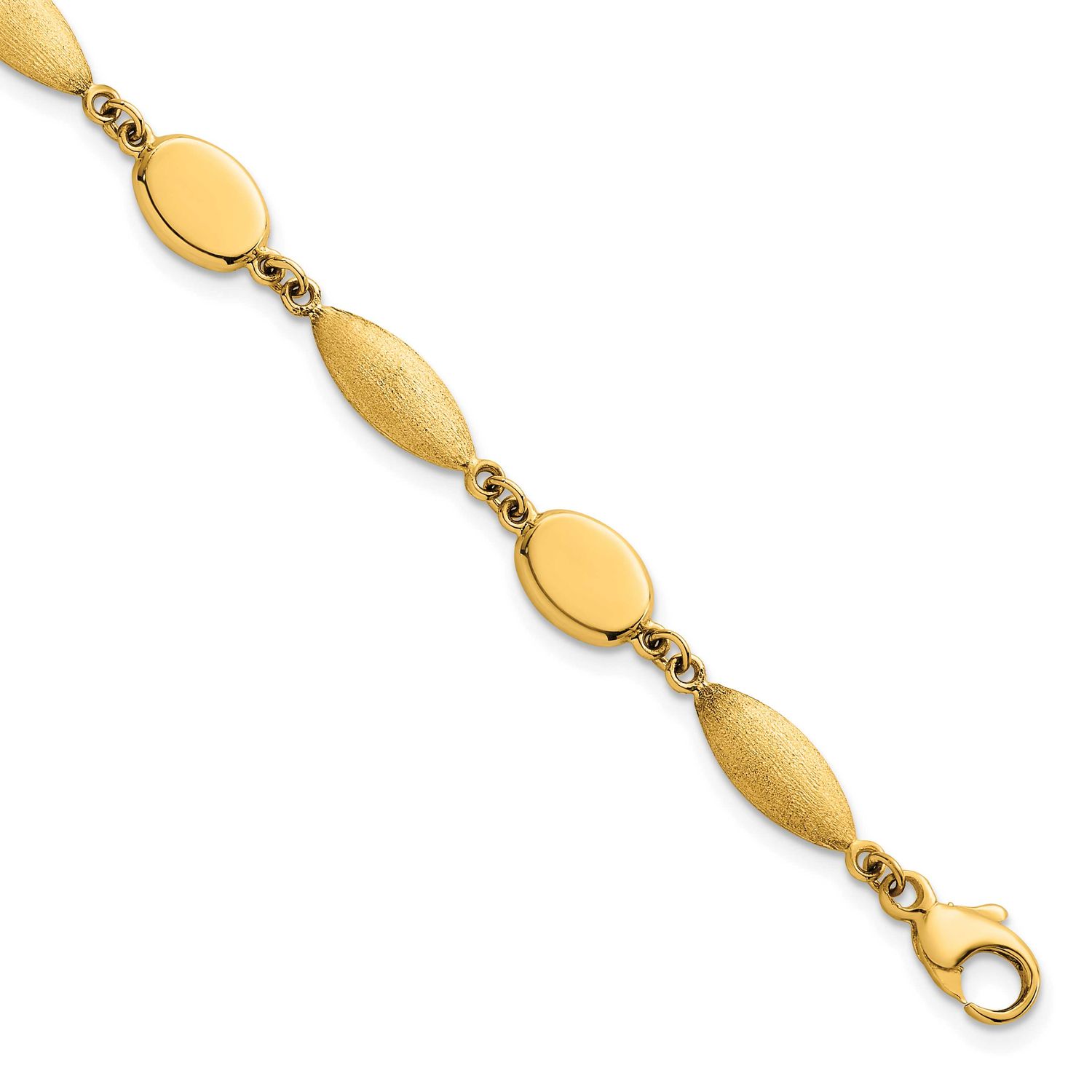 Brushed Fancy Link 7.5mm Bracelet 14k Gold Polished, MPN: SF3239-7.25, UPC: