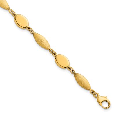 Brushed Fancy Link 7.5mm Bracelet 14k Gold Polished, MPN: SF3239-7.25, UPC: