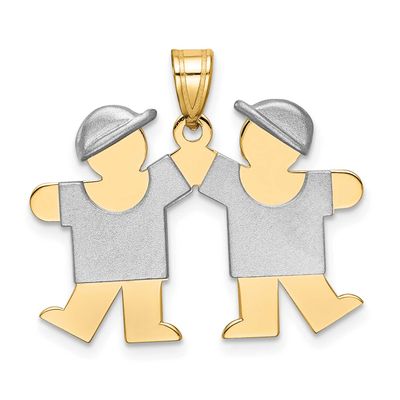 Small Double Boys Engravable Charm 14k Two Tone Gold, MPN: XK732, UPC: 883957859798