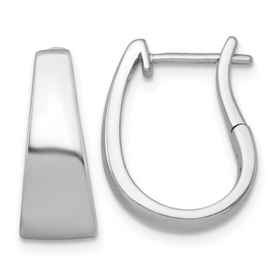 Tapered Hinged Hoop Earrings Sterling Silver Rhodium-Plated Polished, MPN: QE17948, UPC: