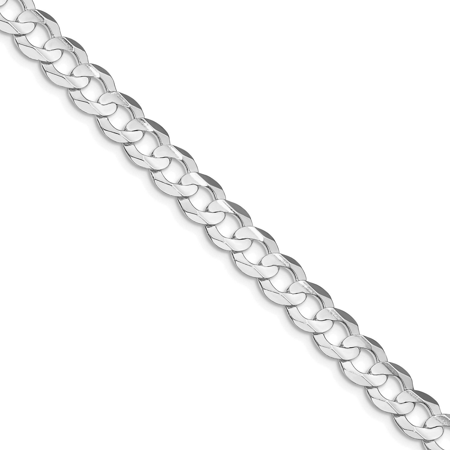 7.8mm Concave Beveled Curb Chain 20 Inch Sterling Silver Rhodium-Plated, MPN: QCBC200R-20, UPC: