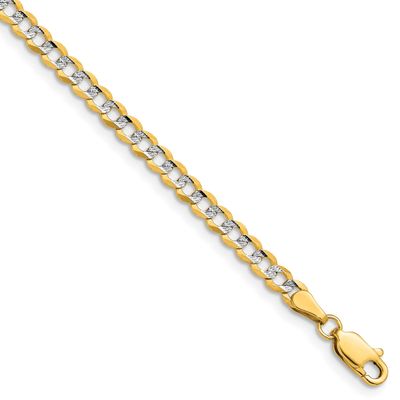 3.7mm Lightweight Pavc Flat Cuban Chain 20 Inch 14k Gold, MPN: PCB100-20, UPC: