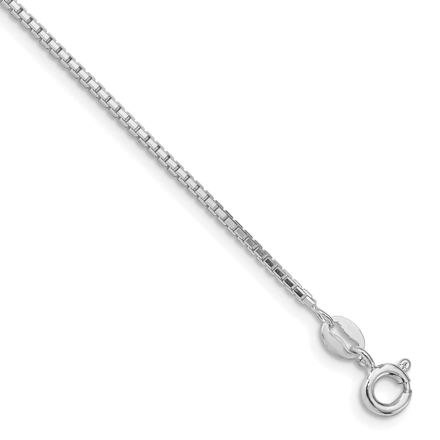 1.35mm 8 Sided Diamond-Cut Box Chain 30 Inch Sterling Silver Rhodium-Plated, MPN: QBR026R-30, UPC: