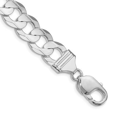 11.9mm Concave Beveled Curb Chain 8 Inch Sterling Silver Rhodium-Plated, MPN: QCBC300R-8, UPC: