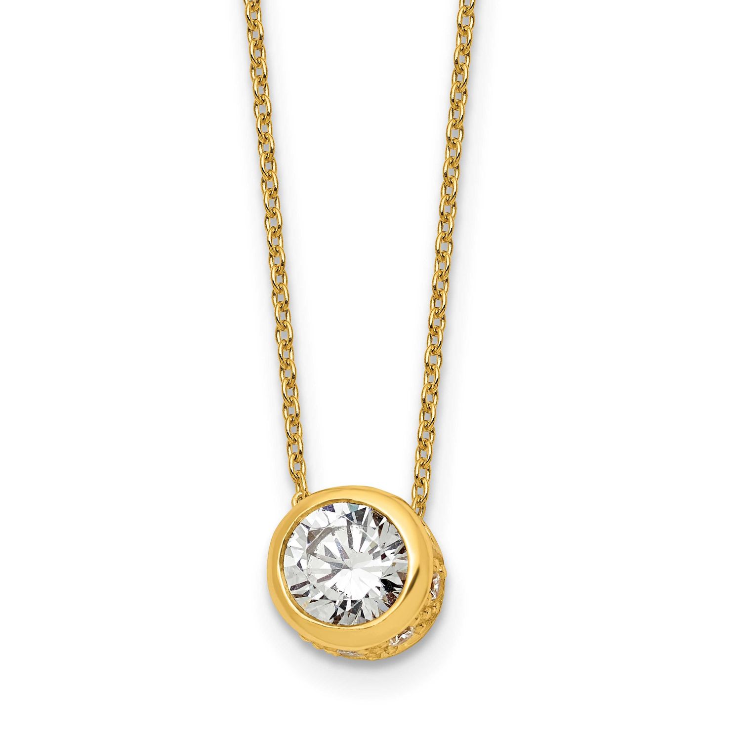 CZ Necklace Sterling Silver Gold-Tone Polished, MPN: QG3994GP-18, UPC: