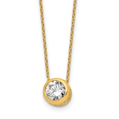 CZ Necklace Sterling Silver Gold-Tone Polished, MPN: QG3994GP-18, UPC: