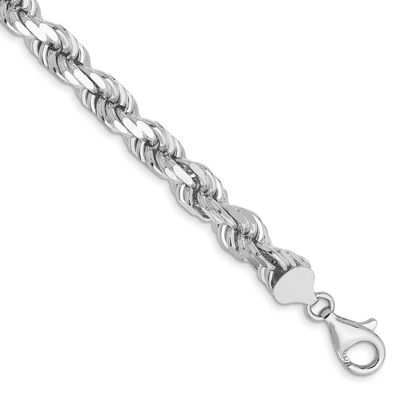 7mm Diamond-cut Rope with Fancy Lobster Clasp Chain 9 Inch 14k White Gold, MPN: 050W-9, UPC: