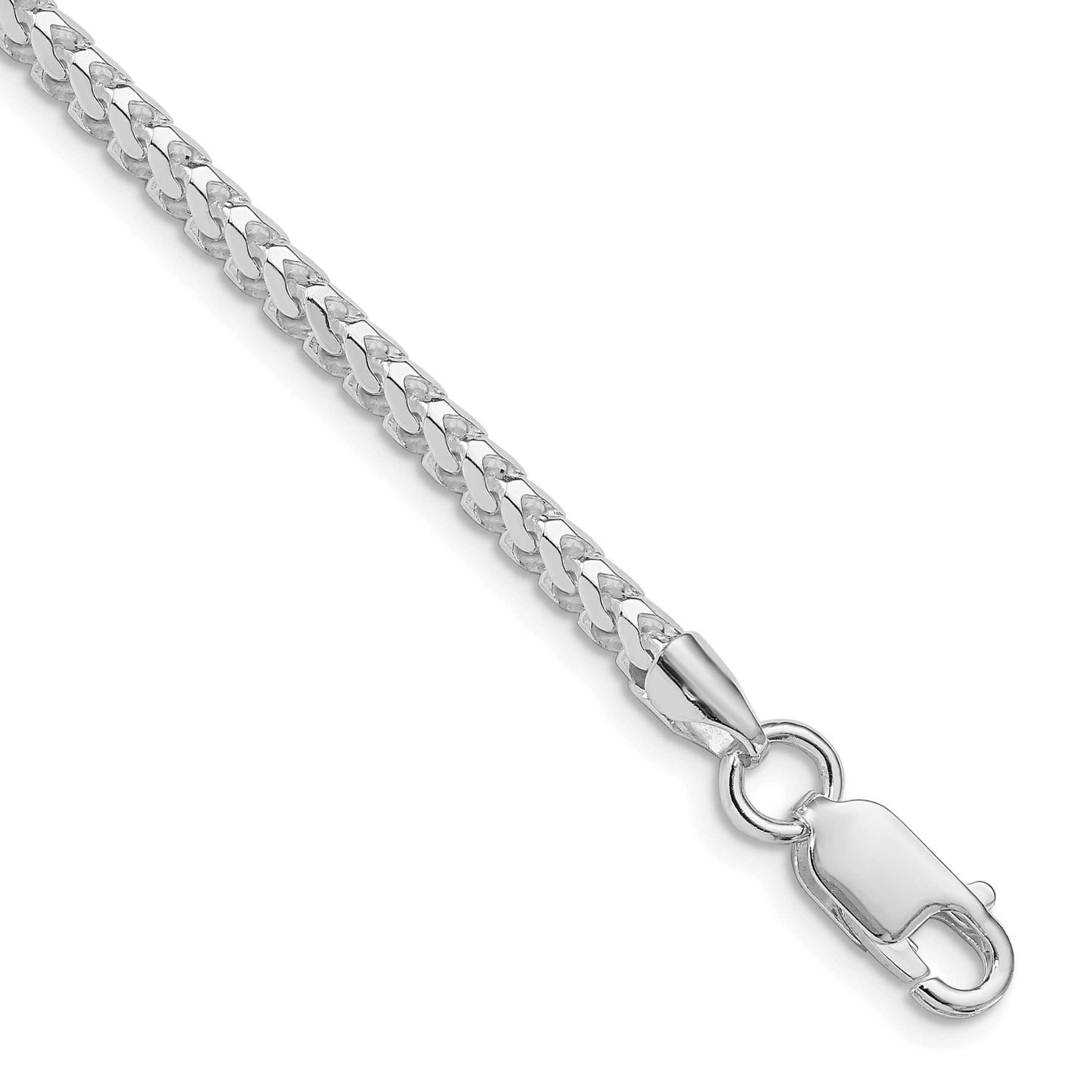 3.1mm Diamond-cut Square Franco Chain 8 Inch Sterling Silver Rhodium-Plated, MPN: QQF100R-8, UPC: