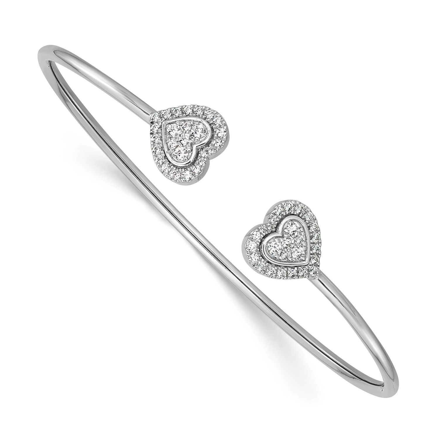 Polished Diamond Heart Cuff Bangle 14k White Gold, MPN: BM10791-051-WAA, UPC: