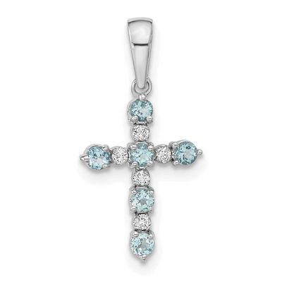 Aquamarine and Diamond Cross Pendant 14k White Gold, MPN: XP3387WAQ/A, UPC: