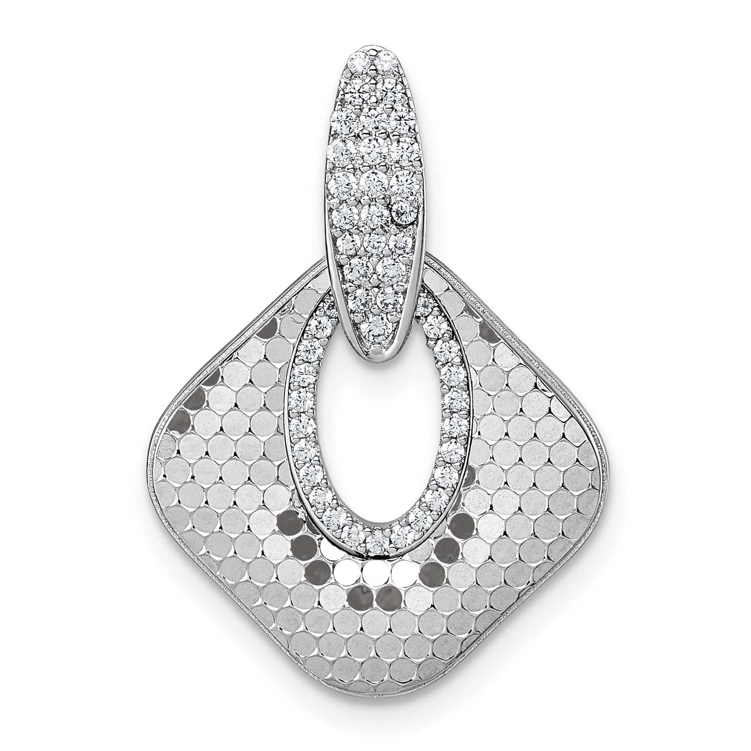 CZ Textured Pendant Sterling Silver Rhodium-Plated, MPN: QG7144P, UPC: