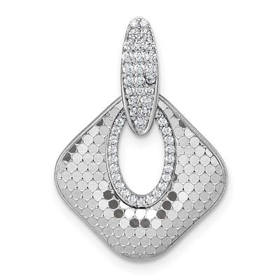 CZ Textured Pendant Sterling Silver Rhodium-Plated, MPN: QG7144P, UPC: