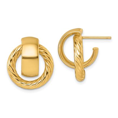 Twisted Circle Post Earrings 14k Gold Polished, MPN: TF2572, UPC: