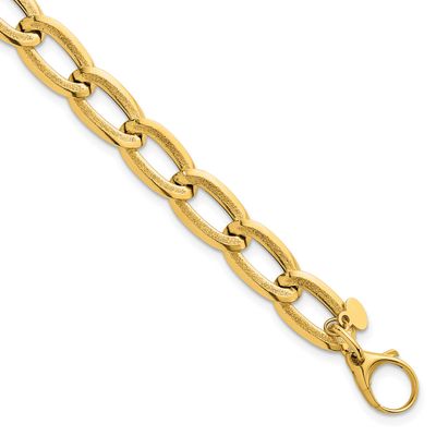 Textured Long Curb 7.5 Inch Bracelet 14k Gold Polished, MPN: SF3240-7.5, UPC:
