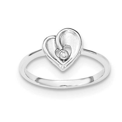 Sandblast CZ Heart Ring Sterling Silver Polished, MPN: QR5987, UPC: