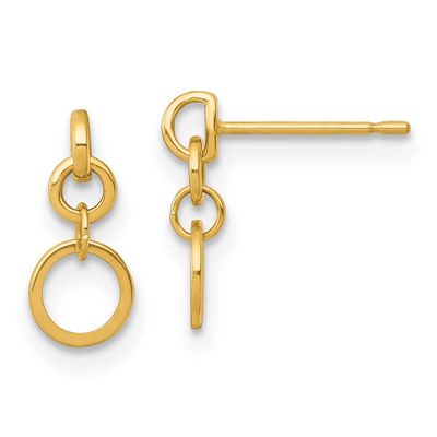 Circles Post Dangle Earrings 14k Gold Polished, MPN: YE2271, UPC: