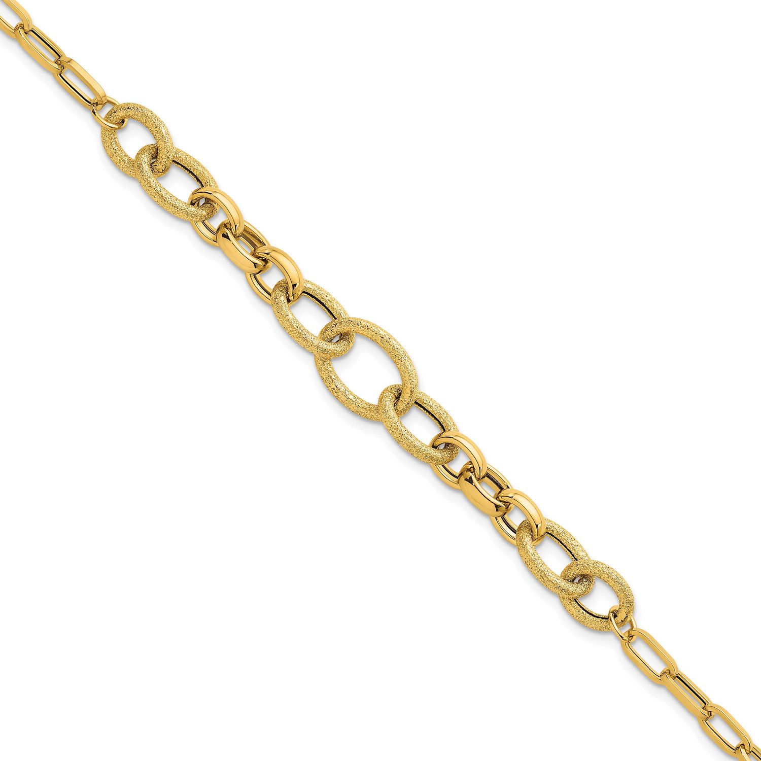 Textured Fancy Link 7.5 Inch Bracelet 14k Gold Polished, MPN: SF3246-7.5, UPC: