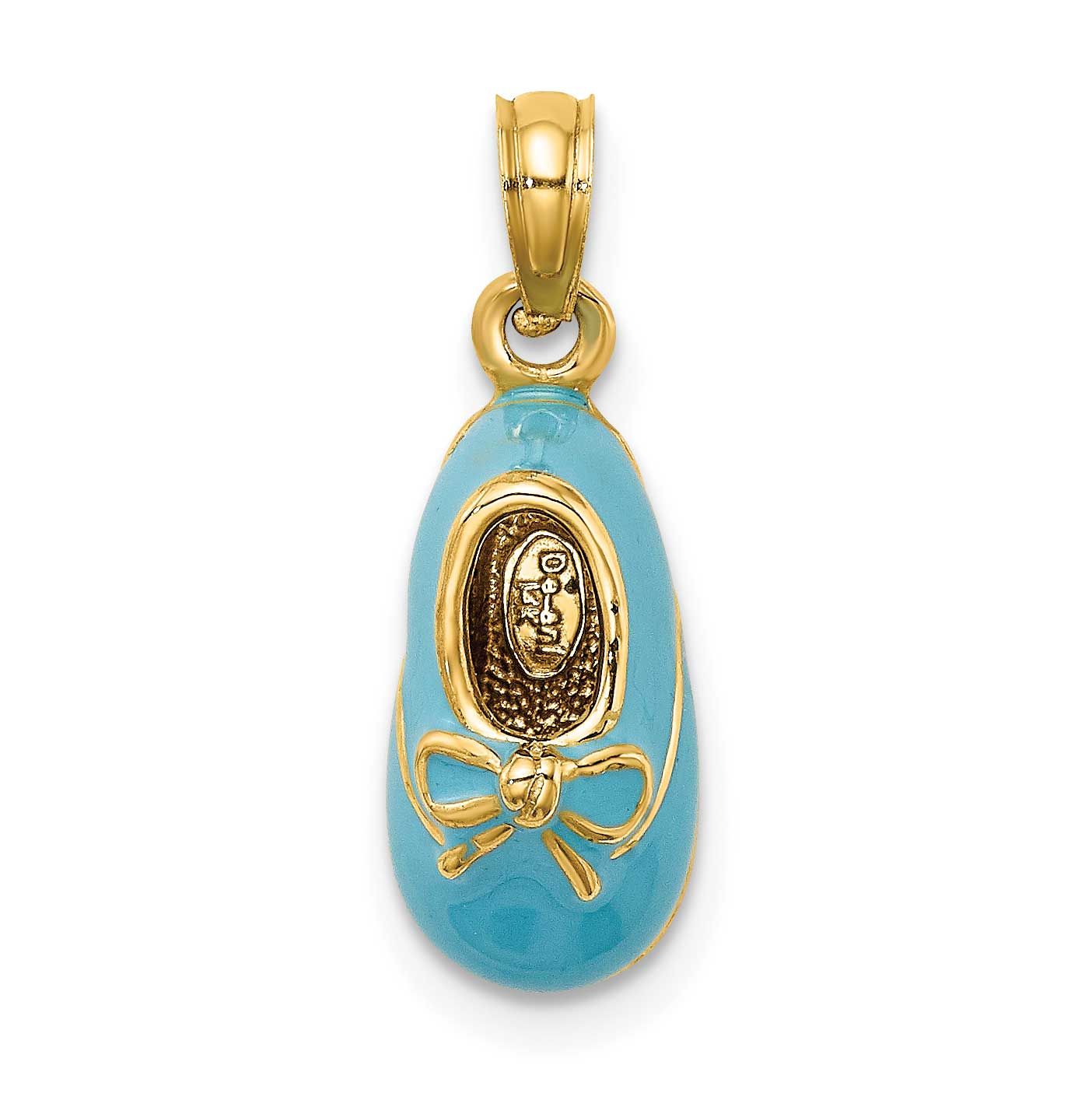 3-D with Enamel Baby Shoe with Bow Charm 14k Gold, MPN: K7030, UPC: 637218139910