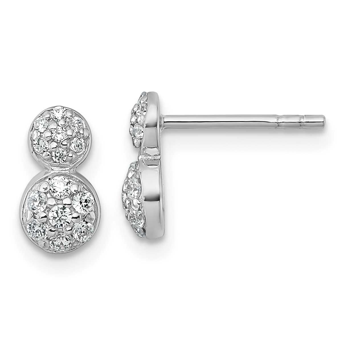 Polished Fancy CZ Post Earrings Sterling Silver Rhodium-Plated, MPN: QE18052, UPC: