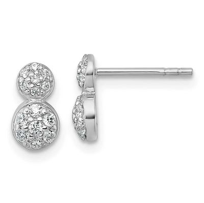Polished Fancy CZ Post Earrings Sterling Silver Rhodium-Plated, MPN: QE18052, UPC: