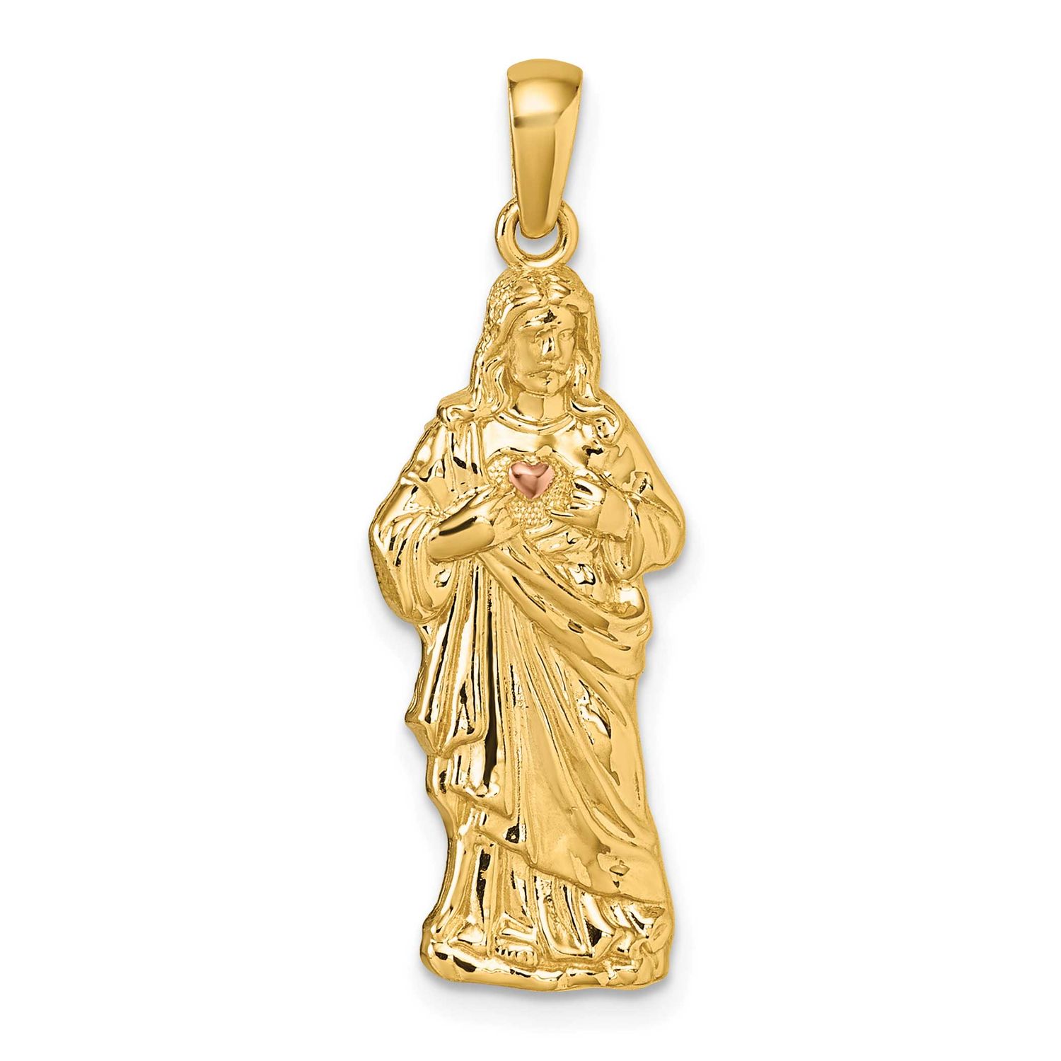 Rose Plating Polished Sacred Heart of Jesus Pendant 14k Gold, MPN: K10102, UPC: