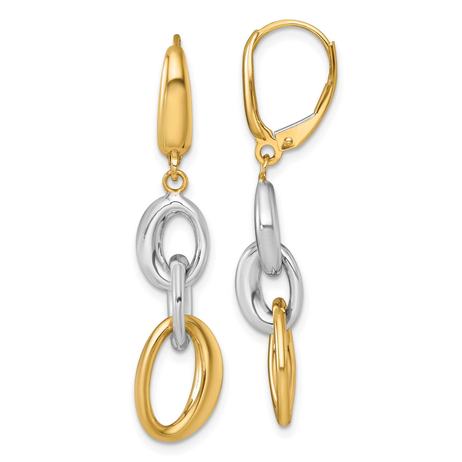 Fancy Link Earrings 14K Two Tone Gold Polished, MPN: SF3242E, UPC:
