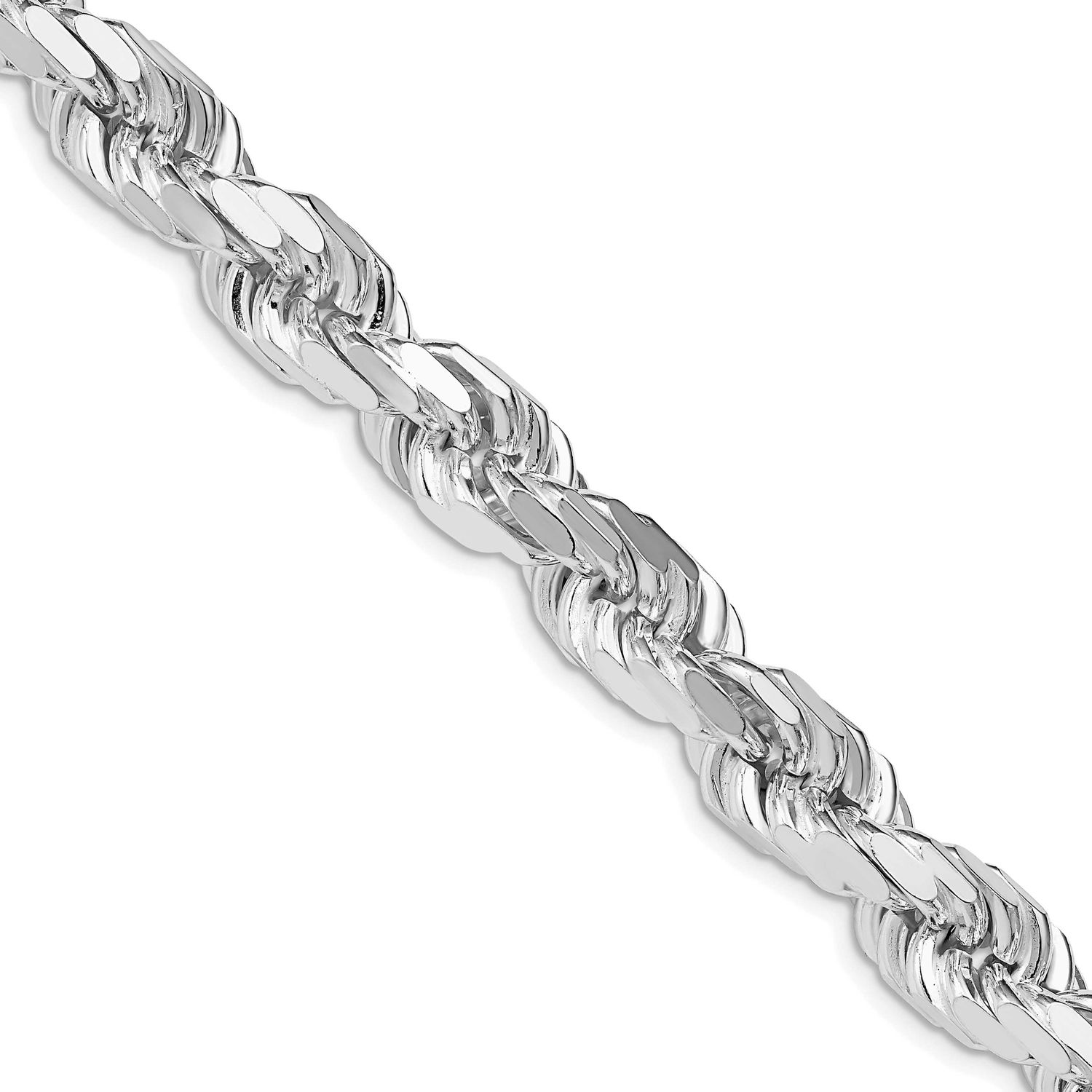 9.0mm Diamond-Cut Rope Chain 26 Inch Sterling Silver Rhodium-Plated, MPN: QDC200R-26, UPC:
