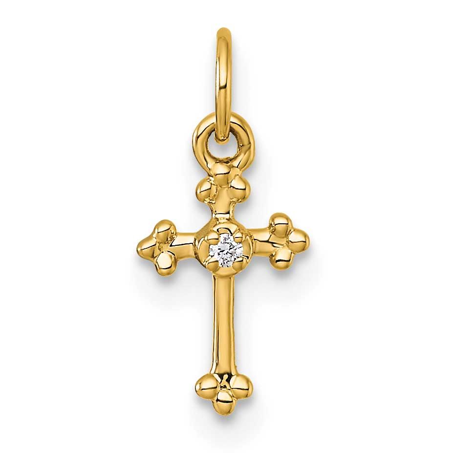 Small Diamond Budded Cross Pendant 14k Gold, MPN: PM5030-001-YA, UPC: