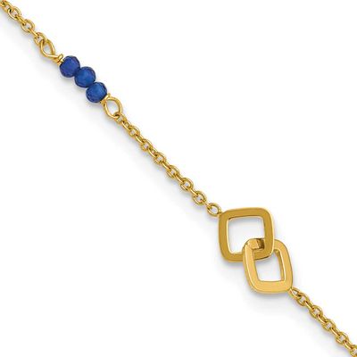 Blue Spinel 9 Inch Plus 1 Inch Extension Anklet 14k Gold Polished, MPN: ANK373-9, UPC: