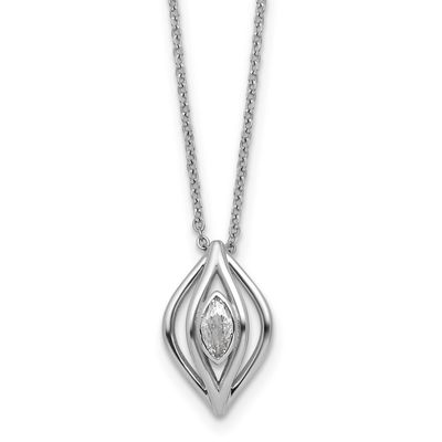 CZ Polished Fancy 18 Inch Necklace Sterling Silver Rhodium-Plated, MPN: QG6991-18, UPC: