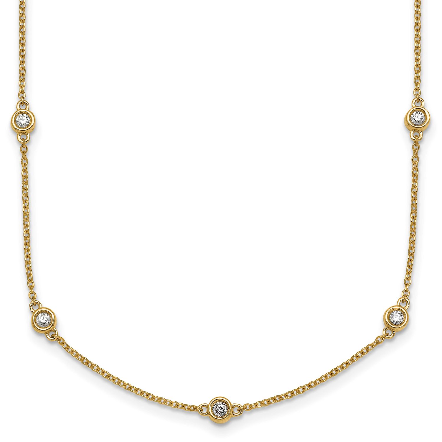 Diamond Station Cable Necklace 14k Gold, MPN: PM1013-052-YA-18, UPC: