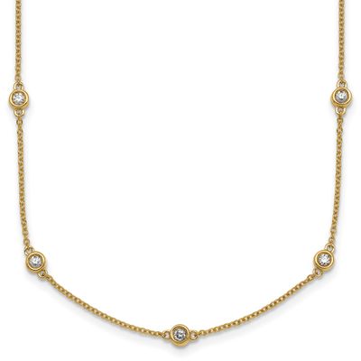 Diamond Station Cable Necklace 14k Gold, MPN: PM1013-052-YA-18, UPC: