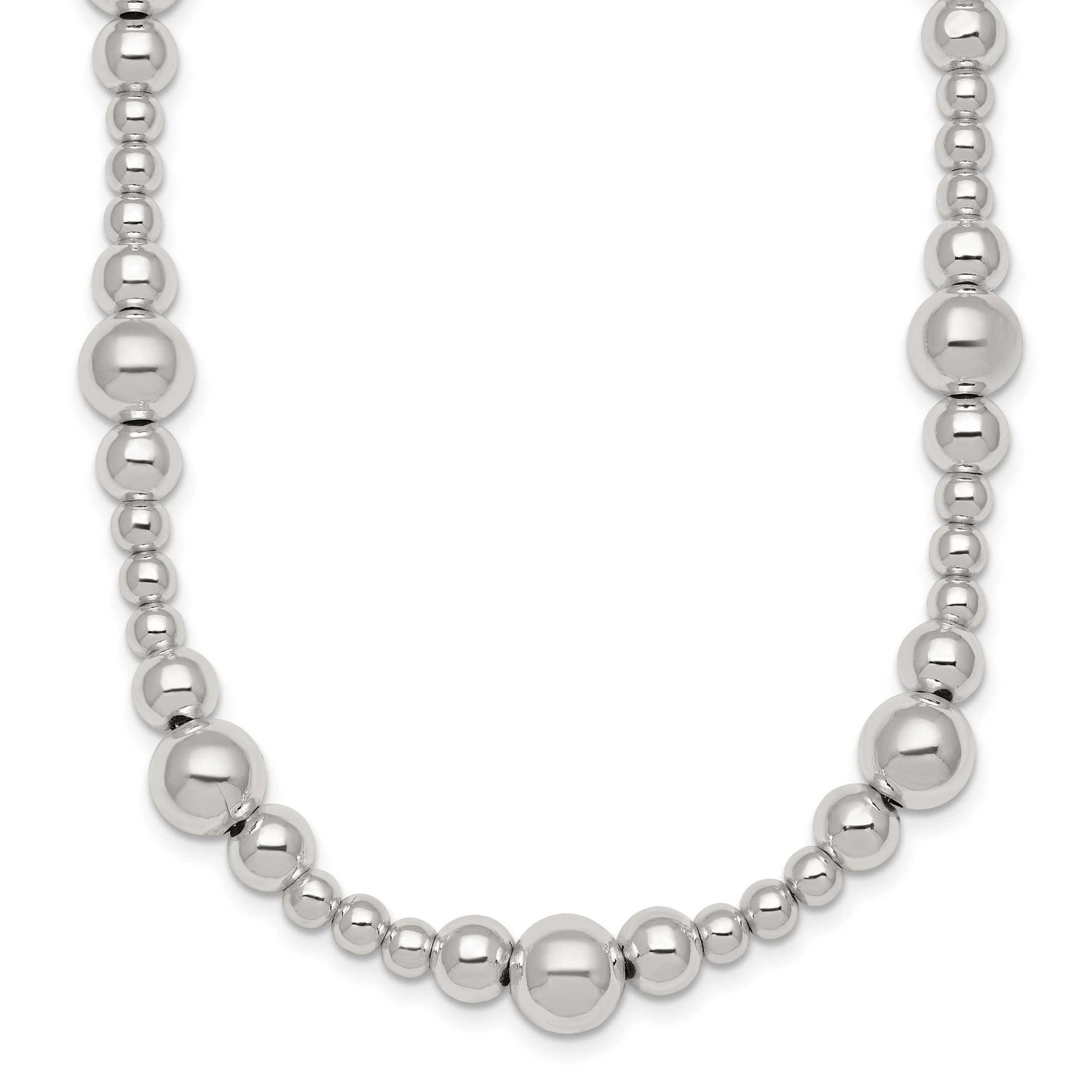 Beaded 17 Inch Necklace Sterling Silver Polished, MPN: QG6944-17, UPC: