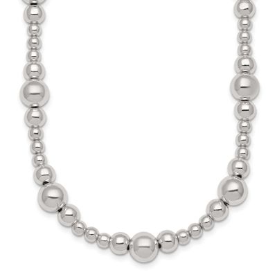 Beaded 17 Inch Necklace Sterling Silver Polished, MPN: QG6944-17, UPC: