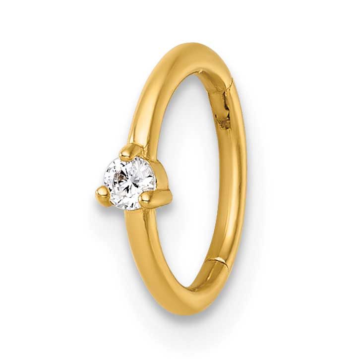 18 Gauge Polished CZ 8.0mm Hinged Cartilage Ring 14k Gold, MPN: BD317, UPC: