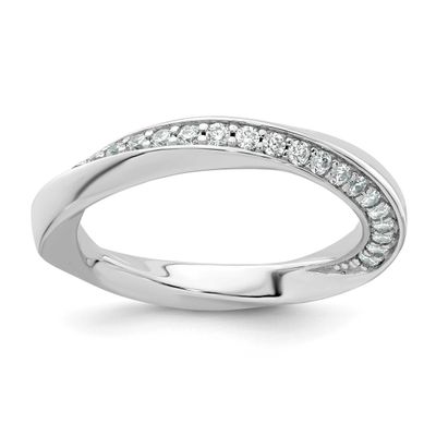 Polished and Twisted CZ Ring Sterling Silver Rhodium-Plated, MPN: QR7726, UPC: