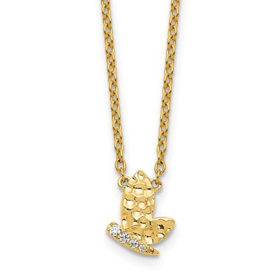 Hammered Diamond Butterfly Necklace 14k Gold Polished, MPN: PM10781-005-YAA, UPC: