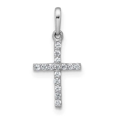 Polished CZ Cross Pendant 10k White Gold, MPN: 10YC401W, UPC: