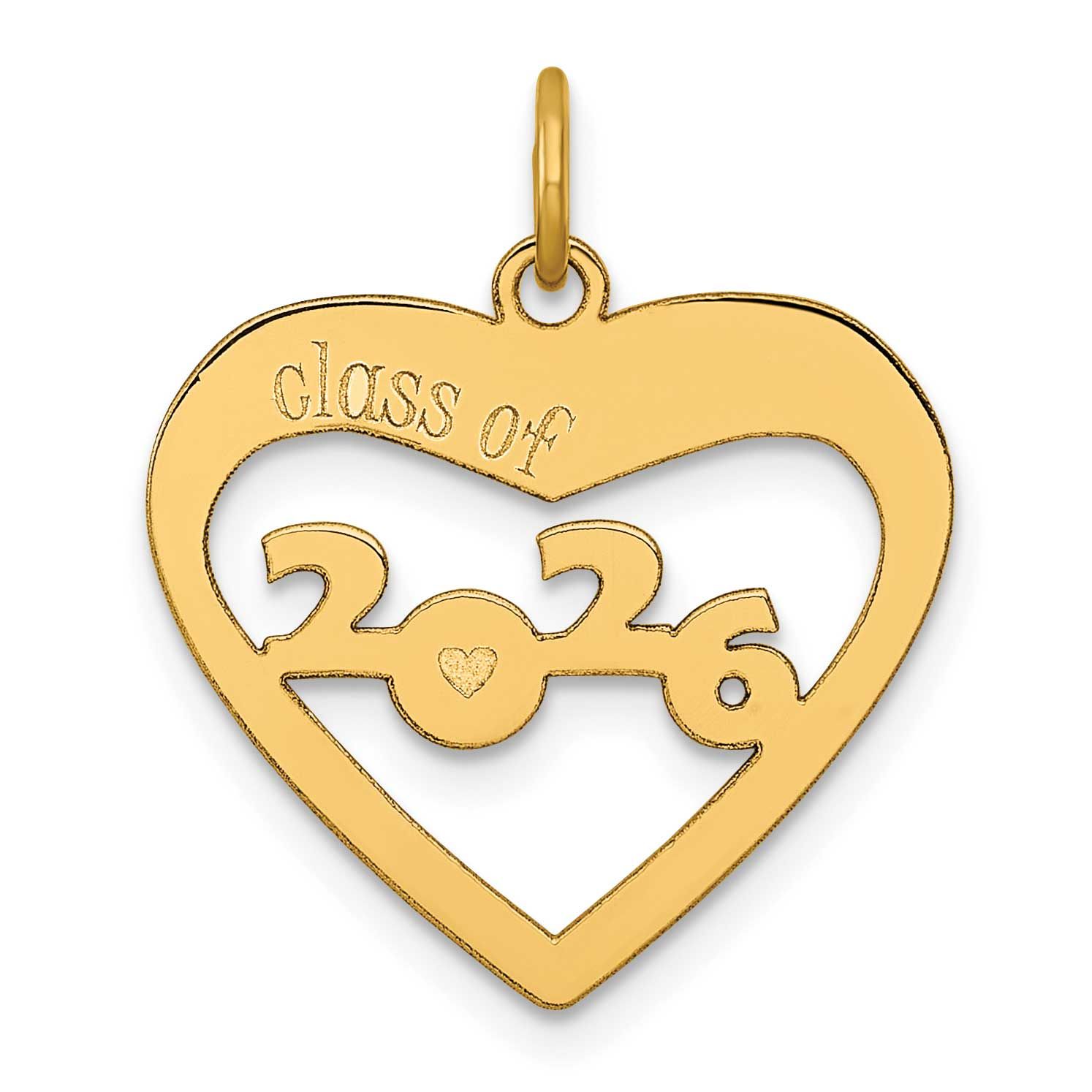 Class of 2026 Cut Out Heart Charm 14k Gold Polished, MPN: YC1543-26, UPC: