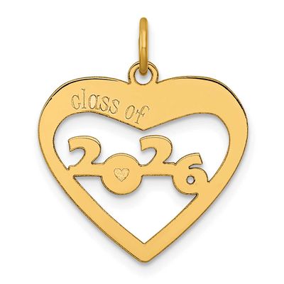 Class of 2026 Cut Out Heart Charm 14k Gold Polished, MPN: YC1543-26, UPC: