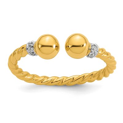 Polished and Twisted CZ Ball End Ring Sterling Silver Gold-Plated, MPN: QR7709GP, UPC:
