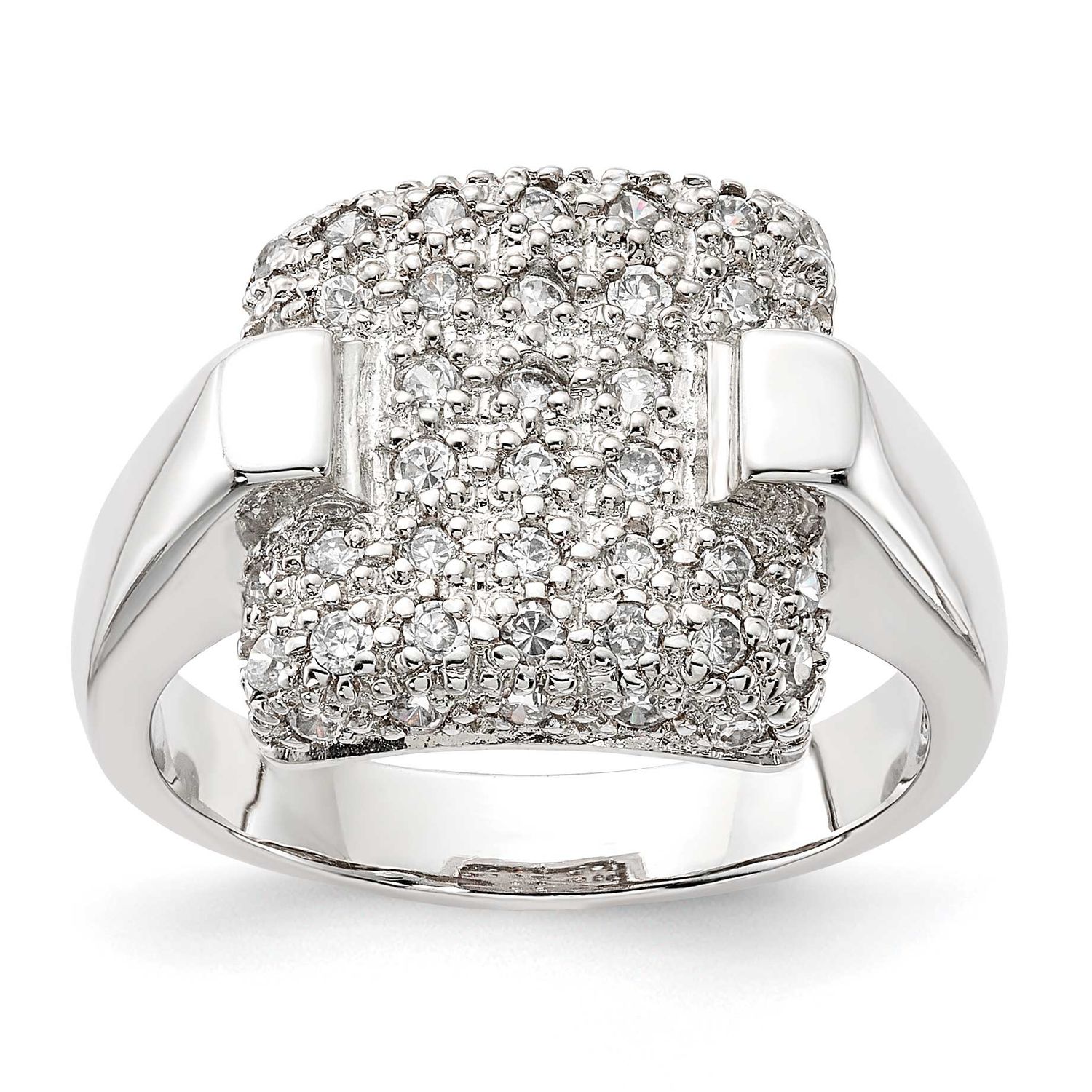 Pave CZ Square Ring Sterling Silver, MPN: QR1349, UPC: 883957180953