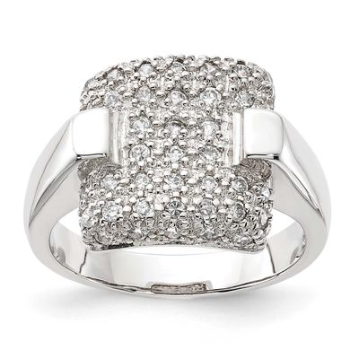 Pave CZ Square Ring Sterling Silver, MPN: QR1349, UPC: 883957180953