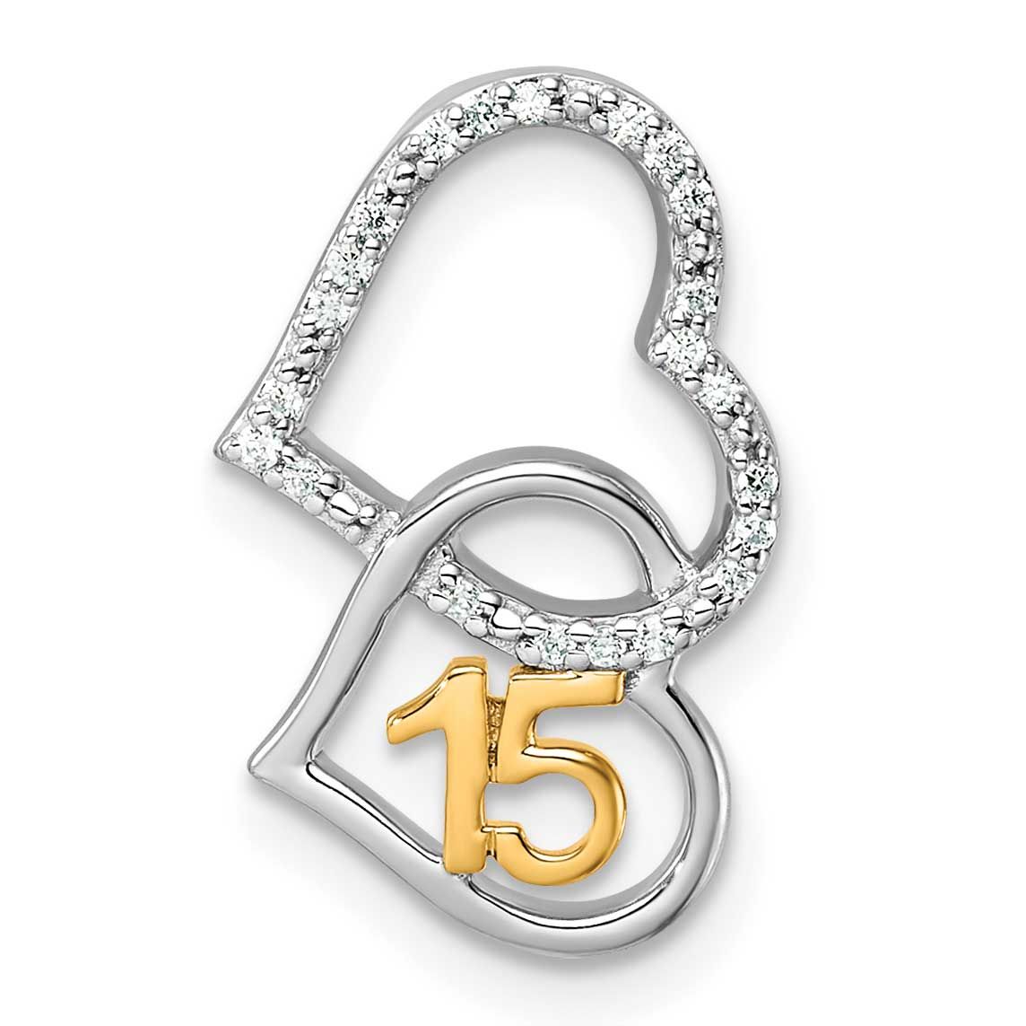 Diamond Quinceanera Double Heart Chain Slide 12 Inch 14K Two Tone Gold Polished, MPN: PM10198-009-W…