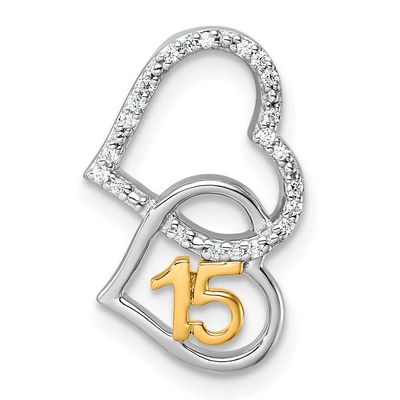 Diamond Quinceanera Double Heart Chain Slide 12 Inch 14K Two Tone Gold Polished, MPN: PM10198-009-W…