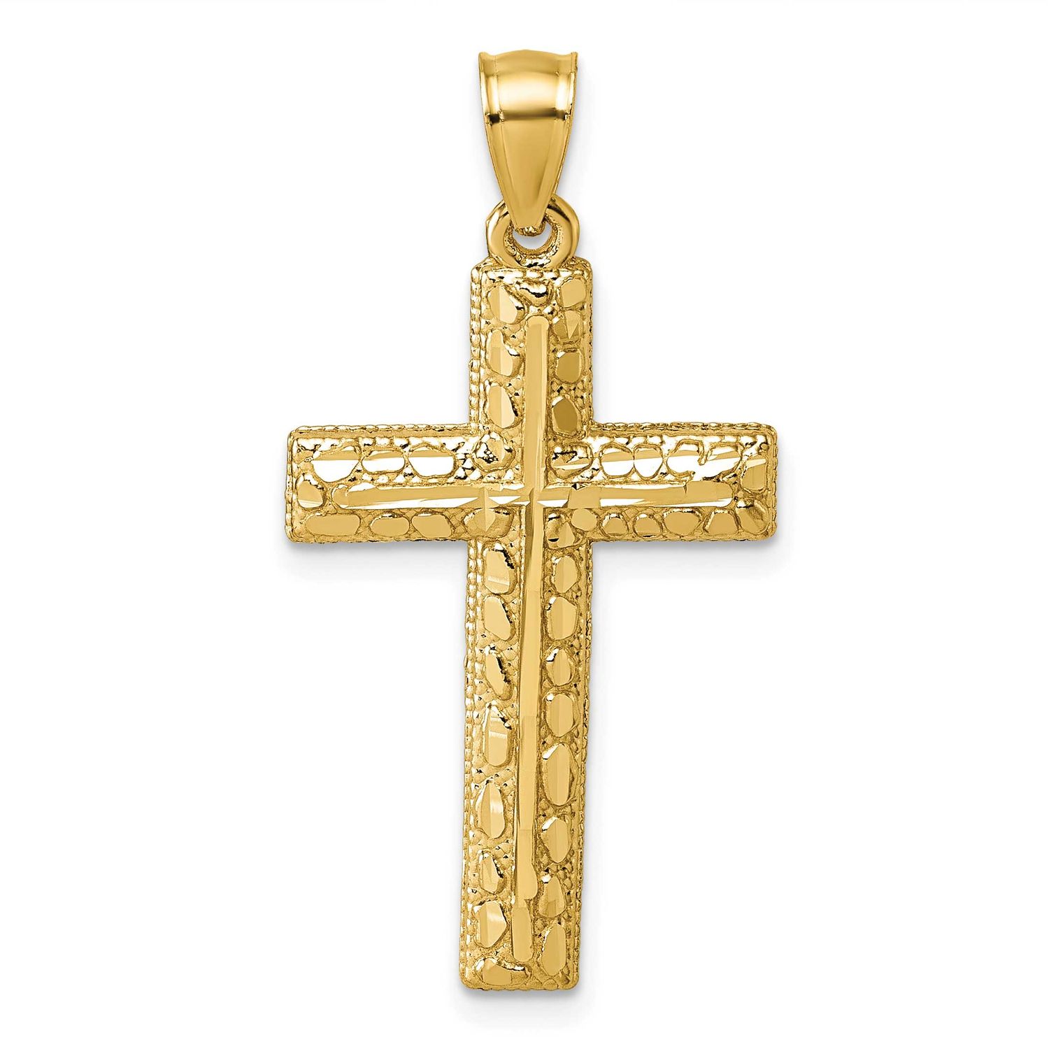Diamond-Cut Textured Fancy Cross Pendant 14k Gold Polished, MPN: K10075, UPC: