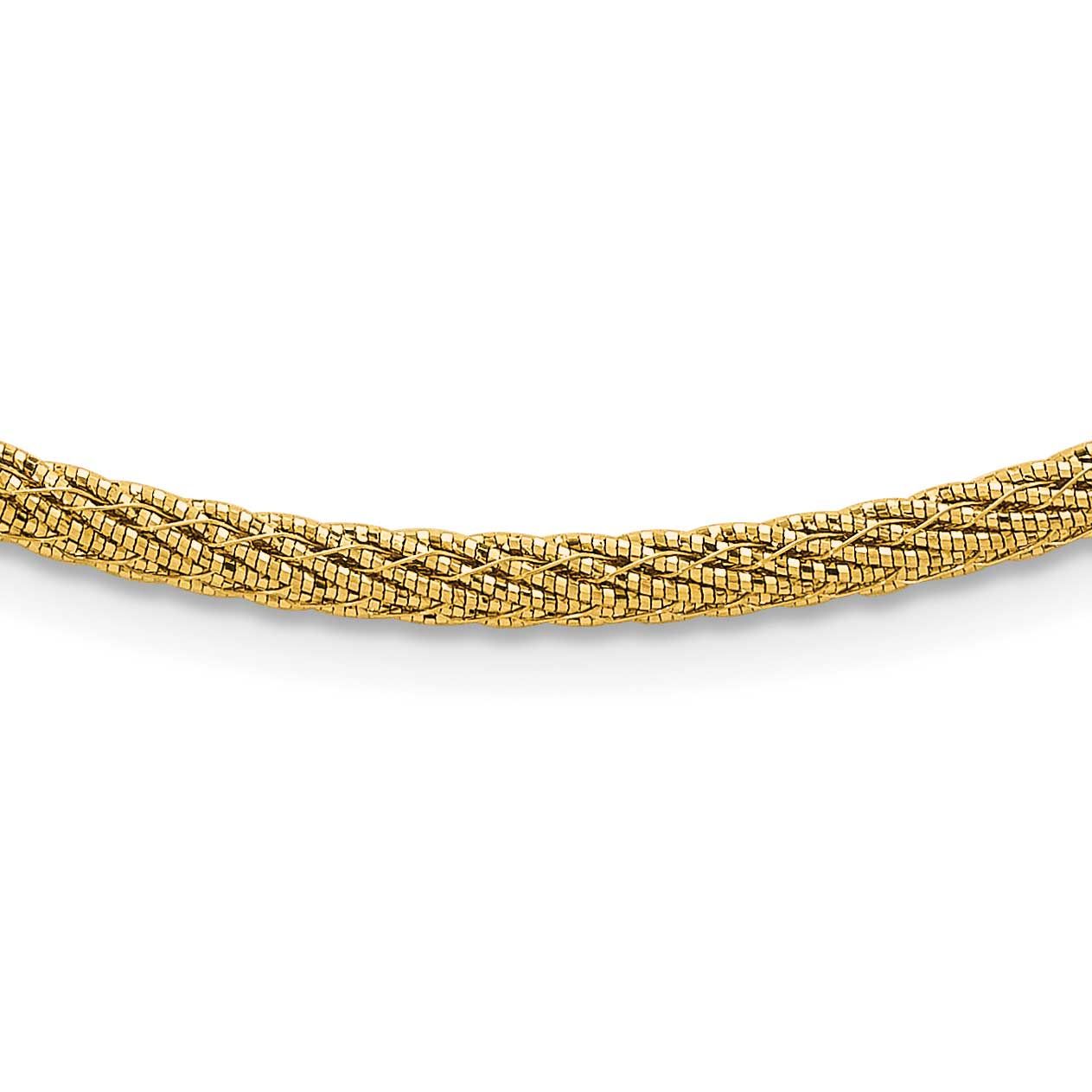 Diamond-cut Round Woven Wire 17 Inch Necklace 14k Gold Polished, MPN: SF3204-17, UPC: