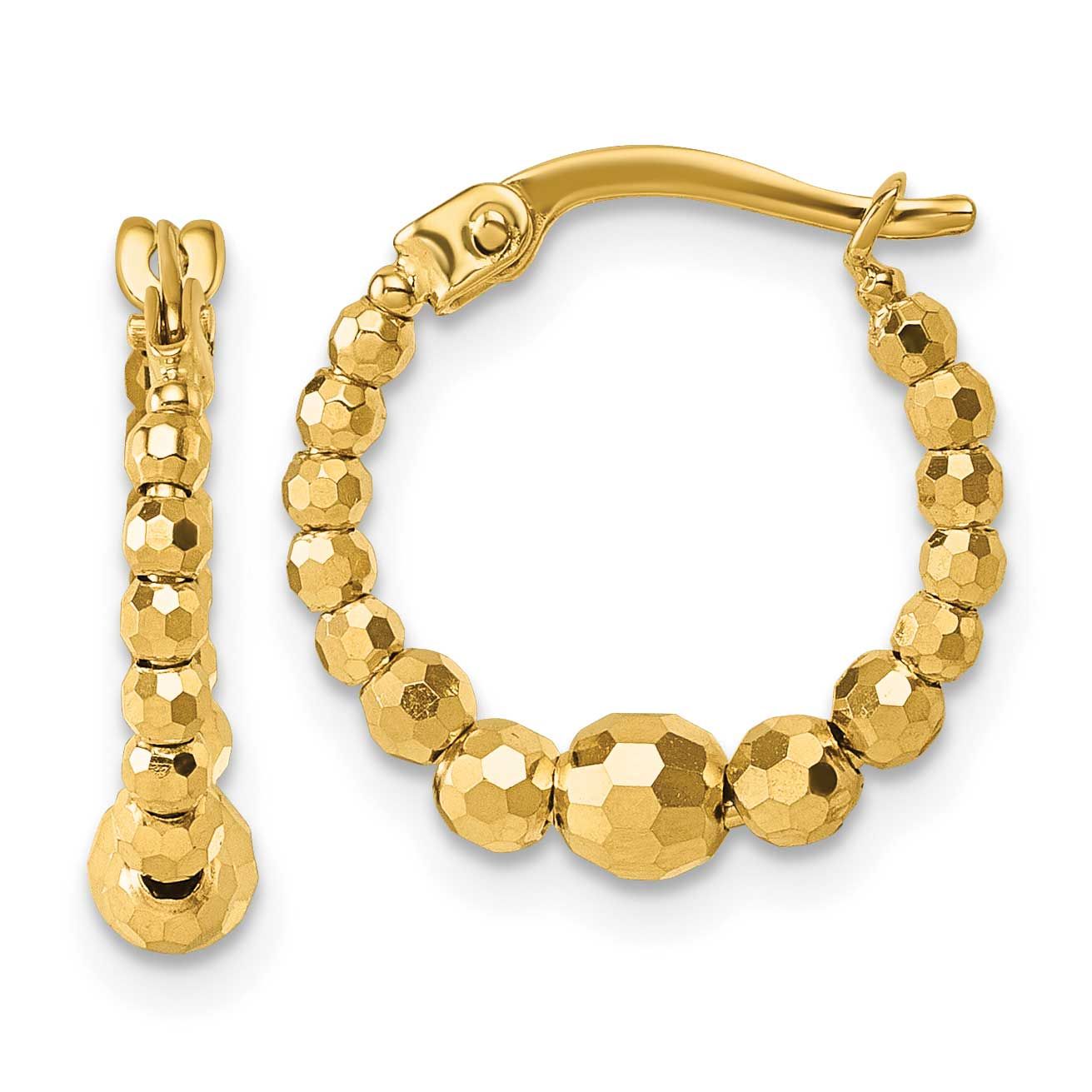 Diamond-Cut Beaded Hoop Earrings 14k Gold Polished, MPN: TL1191, UPC: